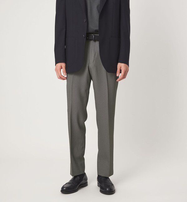 UNITED ARROWS green label relaxing「A+ COOL ポリエステル バーズアイ スタンダード アジャスター NP スラックス -ウォッシャブル・ストレッチ」|スラックス|MD.GRAY