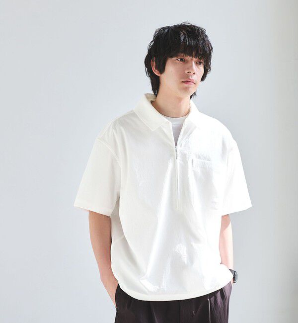 UNITED ARROWS green label relaxing「【別注】＜Marmot＞ハーフジップ 半袖 シャツ -はっ水-」|シャツ・ブラウス|WHITE