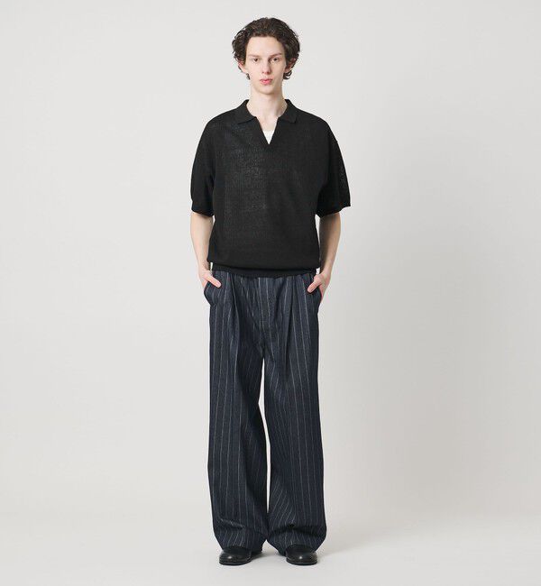 MONKEY TIME「ライトオンス ストライプ デニム 2P ワイド パンツ」|チノ|