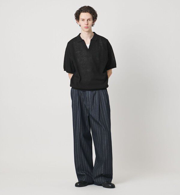 MONKEY TIME「ライトオンス ストライプ デニム 2P ワイド パンツ」|チノ|