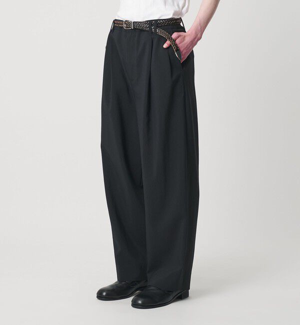 MONKEY TIME「RENU TROシリーズ 2P ワイド パンツ -セットアップ対応-」|チノ|BLACK