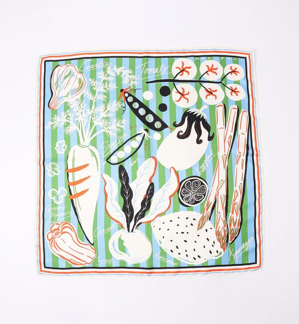 TOMORROWLAND GOODS「manipuri VEGETABLES シルクスカーフ」|バンダナ・スカーフ|