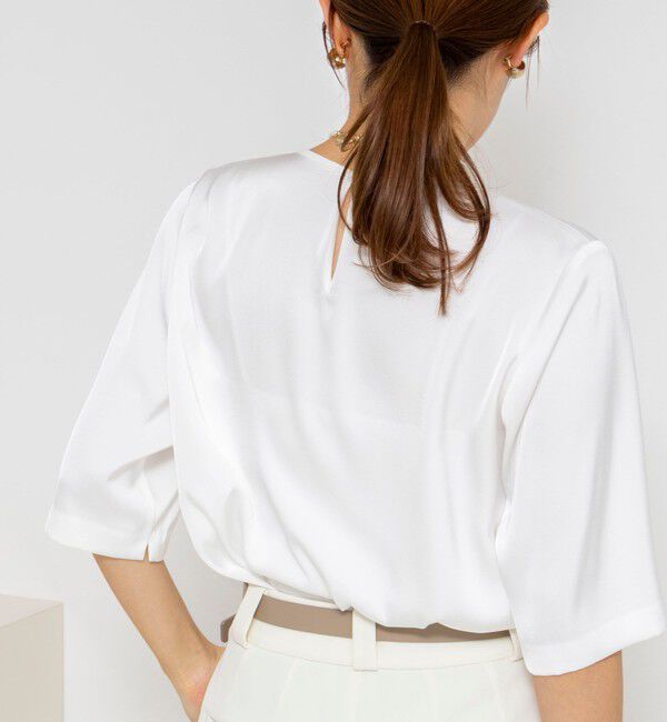 NOLLEY'S「ウォッシャブルオトナサテンラッフルブラウス」|シャツ・ブラウス|