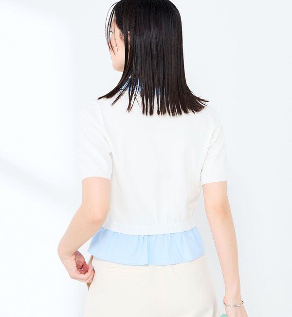 NOLLEY'S sophi「《手洗い可能/セットアップ対応》布帛襟取り外し可裾布帛半袖カーディガン」|カーディガン|