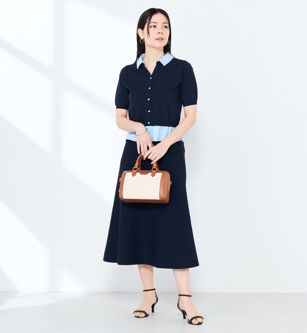 NOLLEY'S sophi「《手洗い可能/セットアップ対応》布帛襟取り外し可裾布帛半袖カーディガン」|カーディガン|