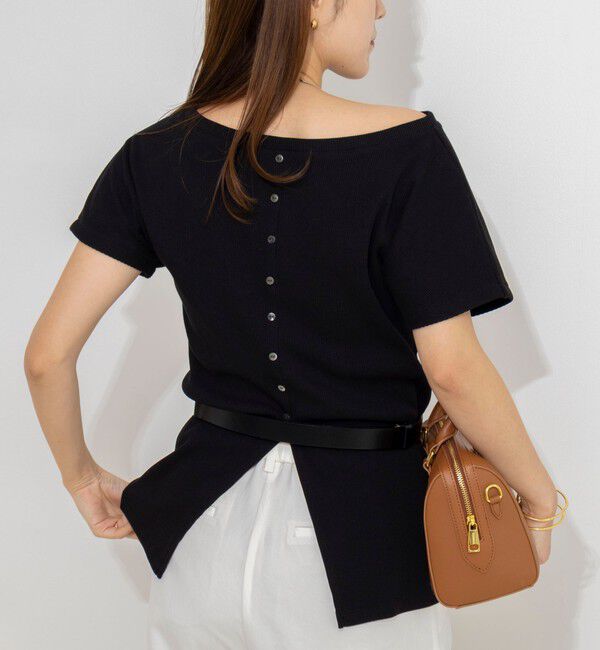 NOLLEY'S「ウォッシャブルスリット2WAYプルオーバー」|Tシャツ・カットソー|ブラック