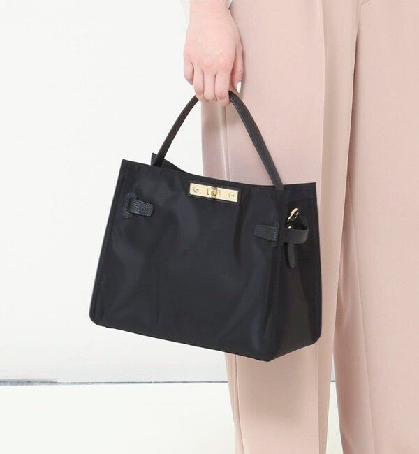 NOLLEY'S「HINERIナイロンスクエアバッグM」|トートバッグ|ブラック