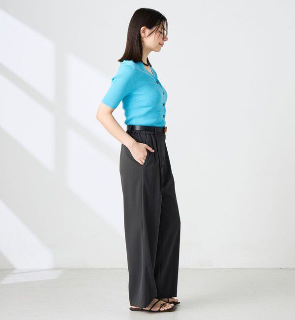 NOLLEY'S sophi「《手洗い可能》綿アセリブ半袖Vネックカーディガン」|カーディガン|