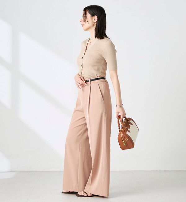 NOLLEY'S sophi「《手洗い可能》綿アセリブ半袖Vネックカーディガン」|カーディガン|