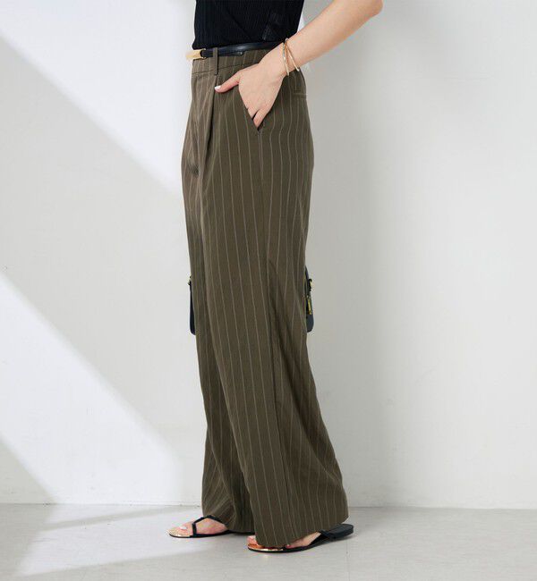 NOLLEY'S sophi「ウォッシャブルストライプタックパンツ」|その他|カーキ