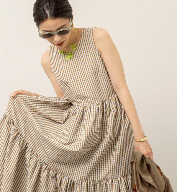 MAQWEL「【MAQWEL/マクウェル】ウォッシャブルチェックワンピース」|ワンピース|ブラウン系1