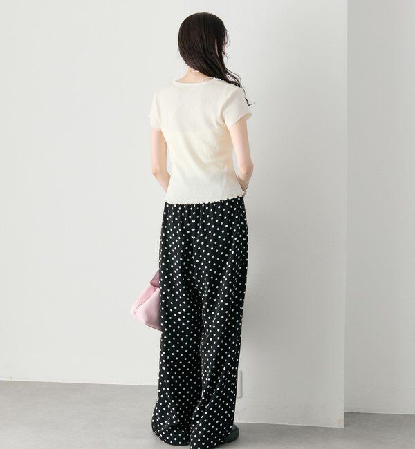  「レースドッキング半袖ニットカーディガン」|カーディガン|