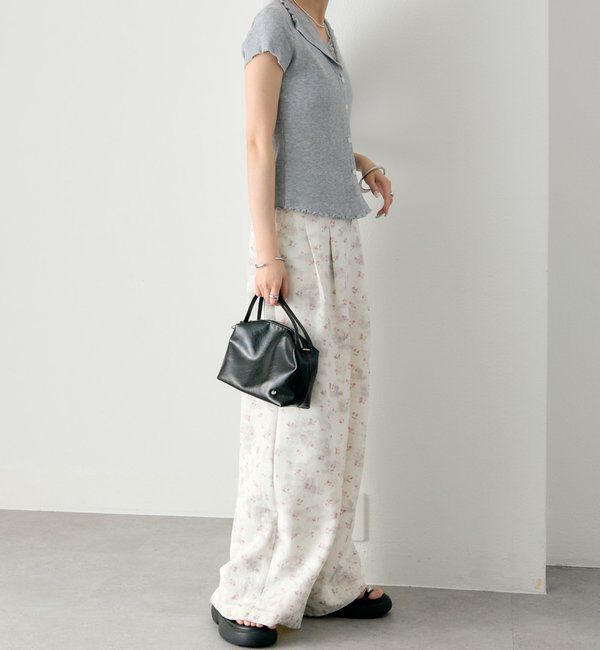  「レースドッキング半袖ニットカーディガン」|カーディガン|