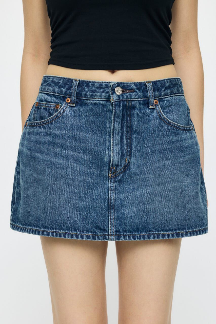 MOUSSY「LOW SLUNG MINI スコート」|デニム|BLU