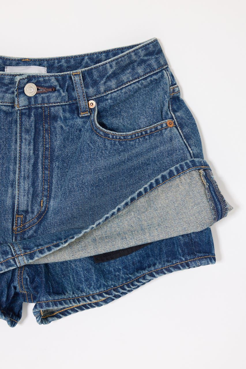 MOUSSY「LOW SLUNG MINI スコート」|デニム|