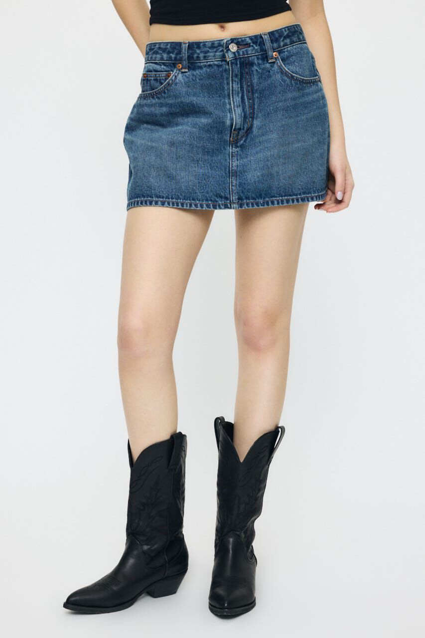 MOUSSY「LOW SLUNG MINI スコート」|デニム|