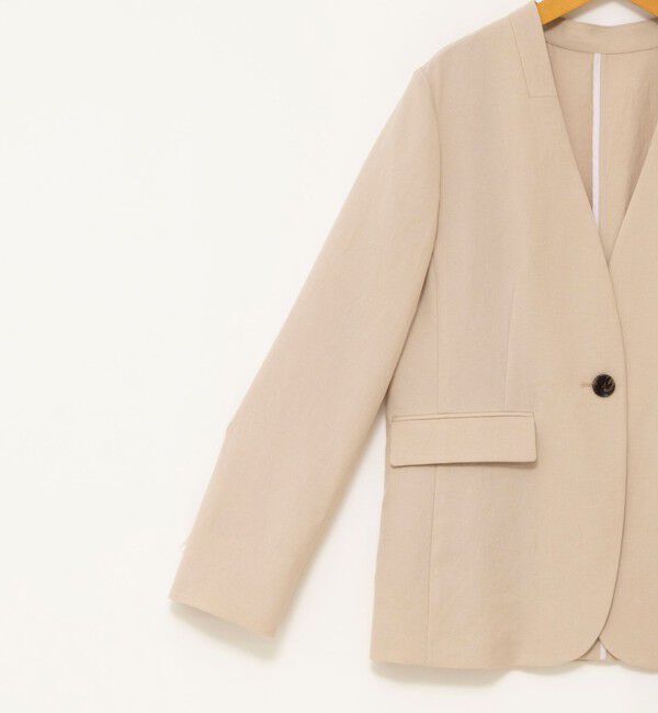 NOLLEY'S「《セットアップ対応》ストレッチツイルVネックジャケット」|ノーカラージャケット|