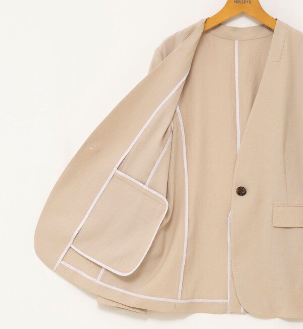 NOLLEY'S「《セットアップ対応》ストレッチツイルVネックジャケット」|ノーカラージャケット|