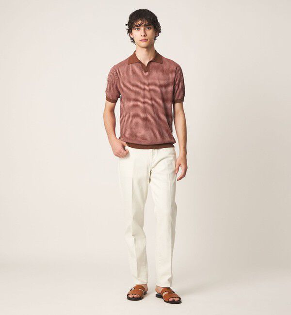 UNITED ARROWS「リネン/コットン ボーダー スキッパー ポロシャツ」|ポロシャツ|