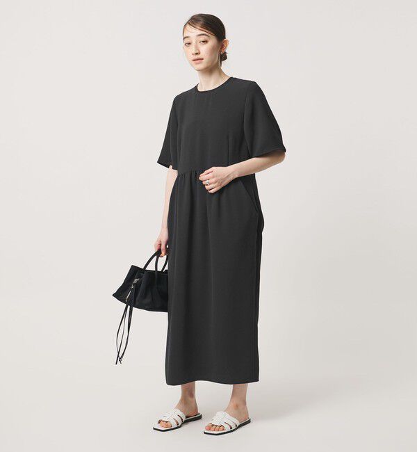 UNITED ARROWS「COMFY ショートスリーブ ワンピース ‐防汚 UVカット ウォッシャブル‐」|ワンピース|DK.GRAY
