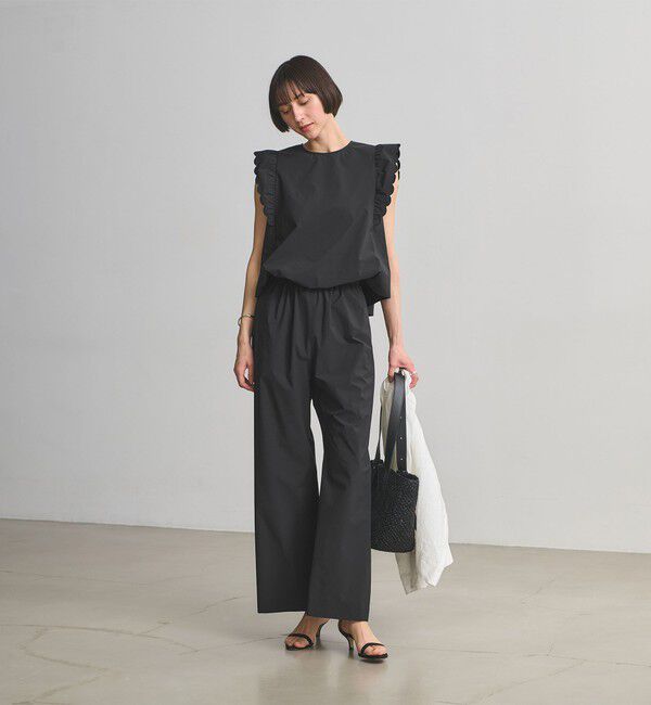 UNITED ARROWS「スカラップ フリル オールインワン パンツ ‐はっ水 UVカット 防しわ ウォッシャブル‐」|オールインワン|