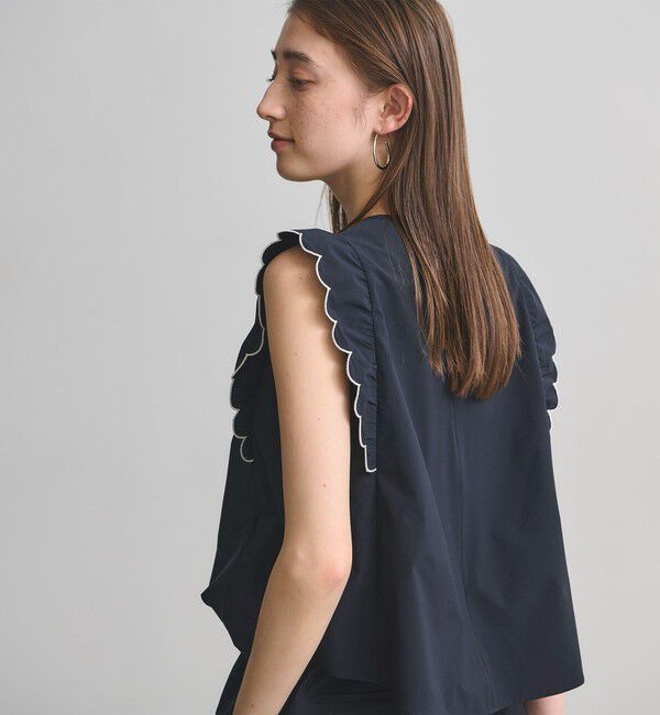 UNITED ARROWS「スカラップ フリル オールインワン パンツ ‐はっ水 UVカット 防しわ ウォッシャブル‐」|オールインワン|