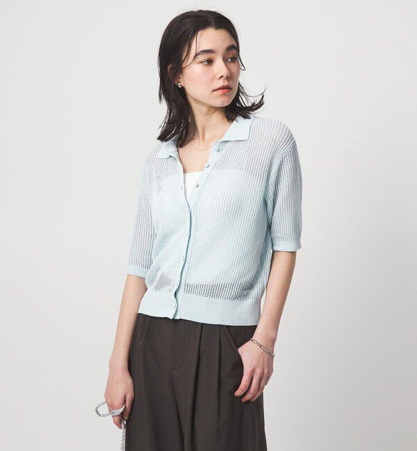 UNITED ARROWS green label relaxing「メッシュ ポロカーディガン ニット ウォッシャブル」|カーディガン|