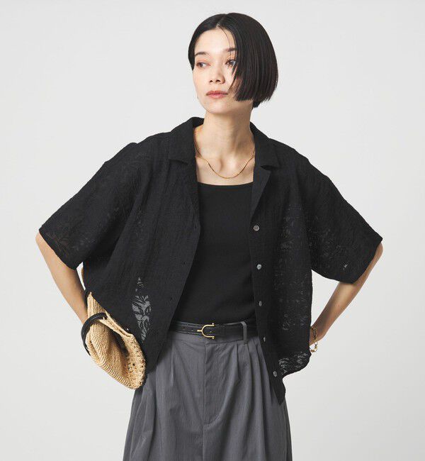 UNITED ARROWS green label relaxing「ジャガード シャツ」|シャツ・ブラウス|BLACK