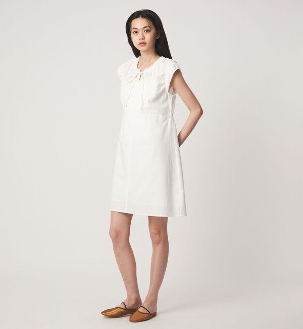 EMMEL REFINES「＜EMMEL REFINES＞EM ギャザースリーブ キリカエ ミニワンピース」|ワンピース|WHITE