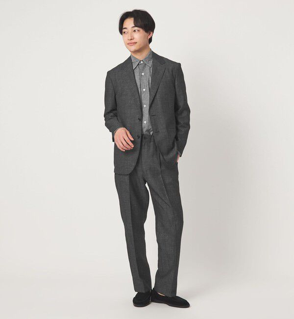 UNITED ARROWS green label relaxing「TW リネン デニムライク 01 ワイド 1プリーツ スラックス セットアップパンツ」|スラックス|