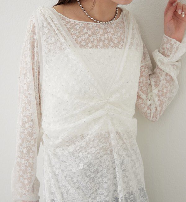  「シャイニーレースタンクワンピ」|Tシャツ・カットソー|