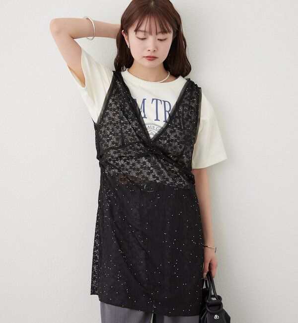  「シャイニーレースタンクワンピ」|Tシャツ・カットソー|
