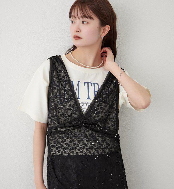  「シャイニーレースタンクワンピ」|Tシャツ・カットソー|