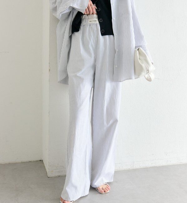  「ストライプイージーパンツ」|チノ|オフホワイト
