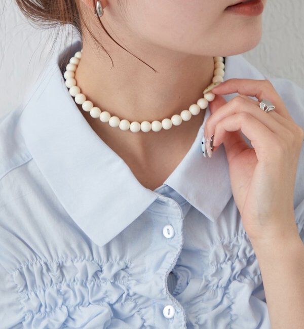  「Lara オーガンジーリボンネックレス」|リング|ホワイト