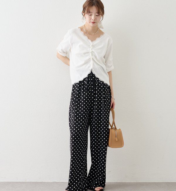  「半袖ギャザーリブカーディガン」|Tシャツ・カットソー|