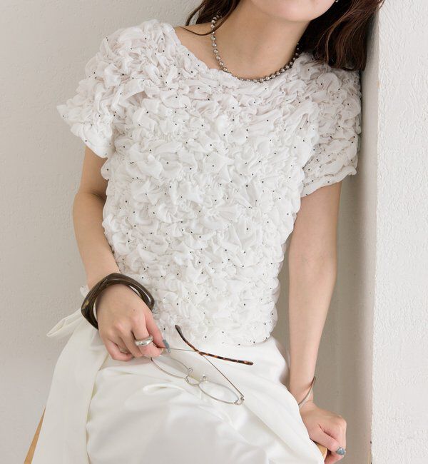  「ふわふわシャーリングTシャツ」|Tシャツ・カットソー|