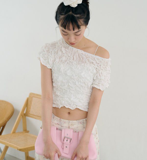  「ふわふわシャーリングTシャツ」|Tシャツ・カットソー|