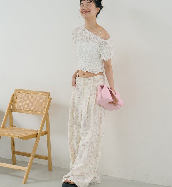  「ふわふわシャーリングTシャツ」|Tシャツ・カットソー|