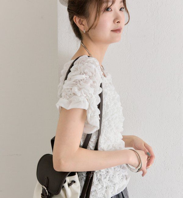  「ふわふわシャーリングTシャツ」|Tシャツ・カットソー|