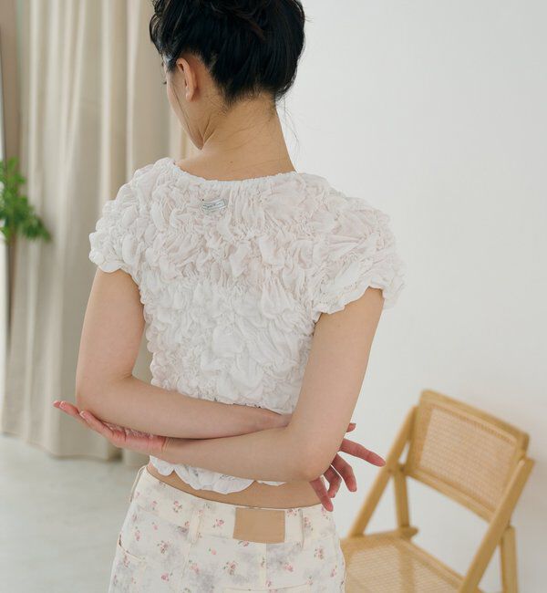  「ふわふわシャーリングTシャツ」|Tシャツ・カットソー|