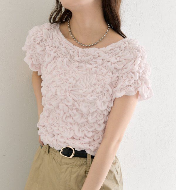  「ふわふわシャーリングTシャツ」|Tシャツ・カットソー|