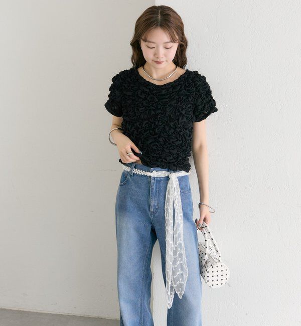  「ふわふわシャーリングTシャツ」|Tシャツ・カットソー|