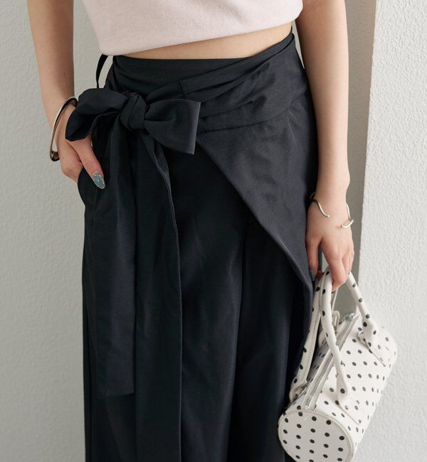  「ラップリボンパンツ」|チノ|ブラック
