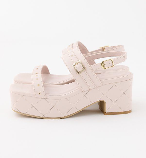  「ビジュー付キルティングソールサンダル」|その他|