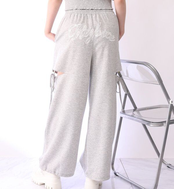  「【セットアップ可能】バックロゴ刺繍サイドカットラメスウェットパンツ」|その他|