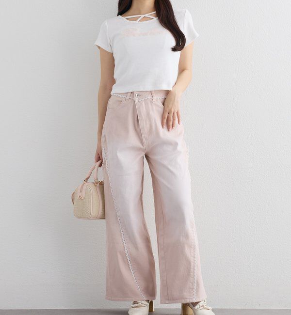  「ホルターネック付きチュールロゴＴシャツ」|プルオーバー|