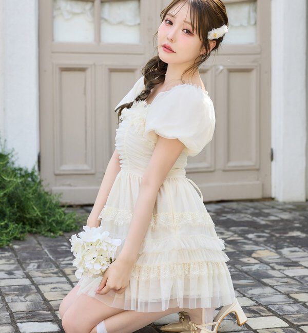  「【Tulle Collection】ティアードミニワンピース」|ワンピース|