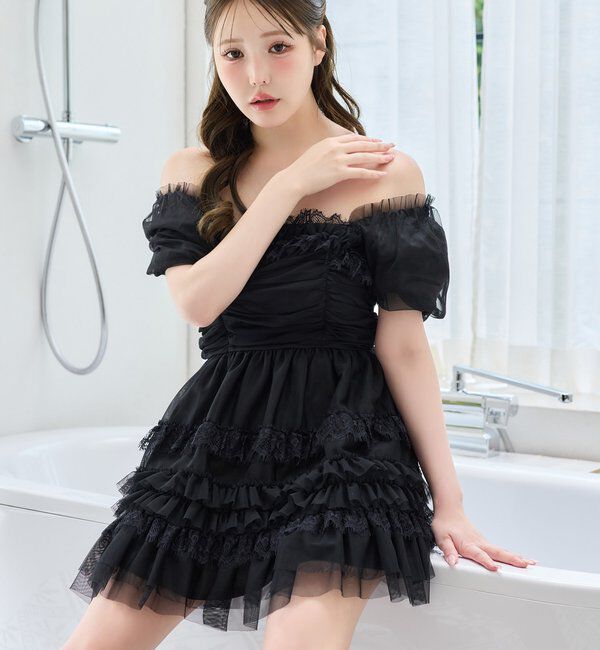  「【Tulle Collection】ティアードミニワンピース」|ワンピース|