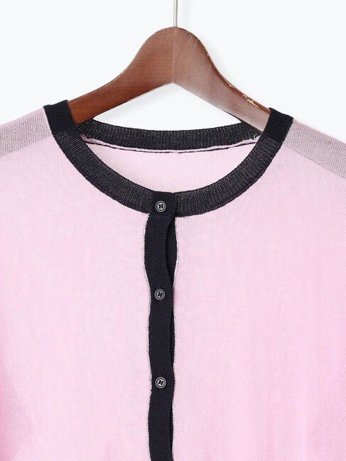 Te chichi TERRASSE「バイカラーシアー5分袖カーディガン」|カーディガン|